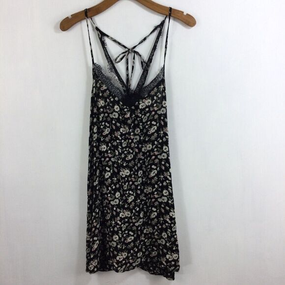 Angie Womens V-Neck Lace Spaghetti Strap Floral Midi Dress Black Size Small - Picture 9 of 9